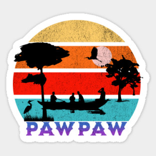 Pawpaw Retro Sunset Ocean Grandfather Sticker