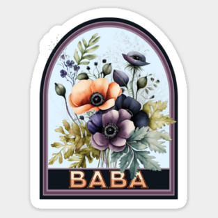 Baba Vintage Floral Grandmother Sticker