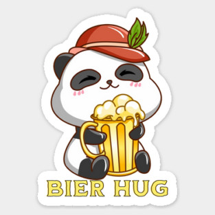 Oktoberfest Bier Hug Panda Pun Sticker