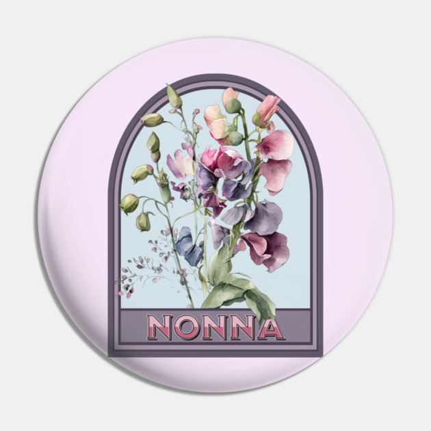 Nonna Vintage Floral Grandmother Pin by HolidayBug