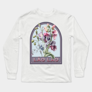 Lǎo lao Vintage Floral Grandmother Long Sleeve T-Shirt