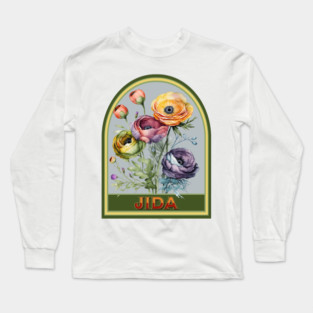 Jida Vintage Floral Grandmother Long Sleeve T-Shirt