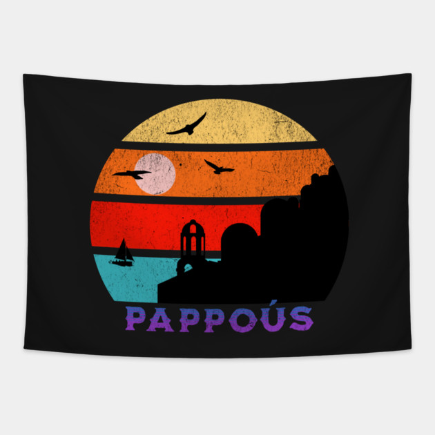 Pappoús Retro Sunset Ocean Grandfather Tapestry by HolidayBug