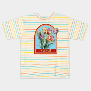 Yaya Vintage Floral Grandmother Kids T-Shirt