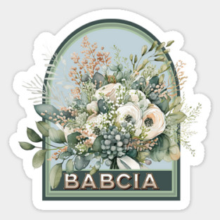 Babcia Vintage Floral Grandmother Sticker