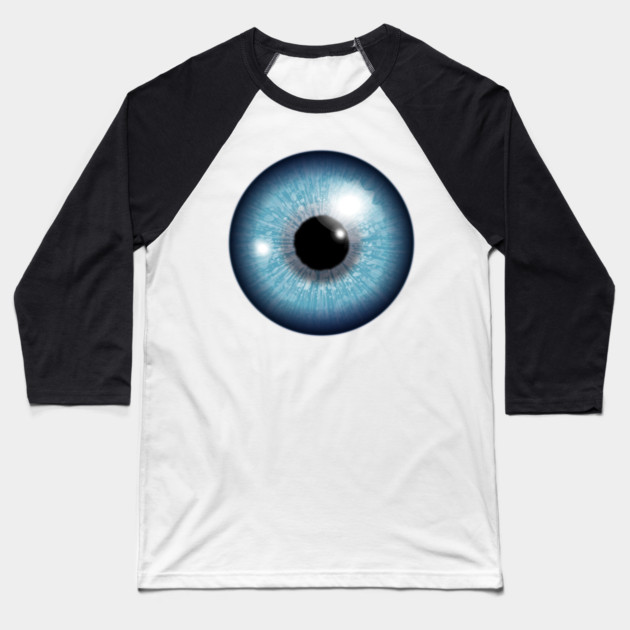 Blue Iris Eyeball Baseball T-Shirt by HolidayBug