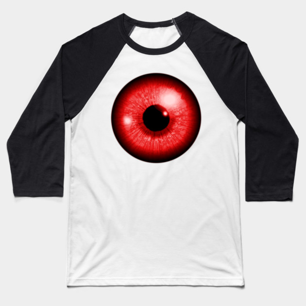 Red Iris Eyeball Baseball T-Shirt by HolidayBug