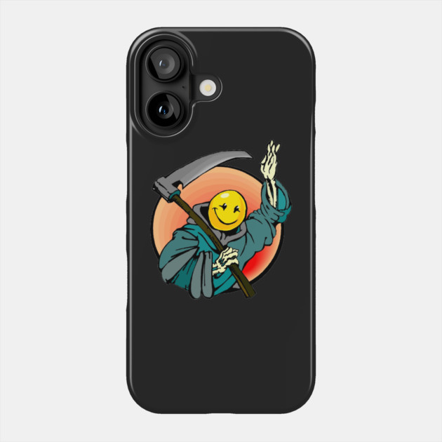 Retro Smile Emoji Grim Reaper Phone Case by HolidayBug