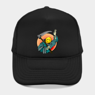 Retro Smile Emoji Grim Reaper Hat