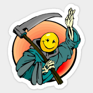 Retro Smile Emoji Grim Reaper Sticker