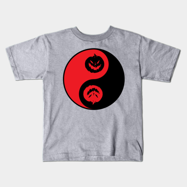 Yin Yang Jack-o-lantern Pumpkins Kids T-Shirt by HolidayBug