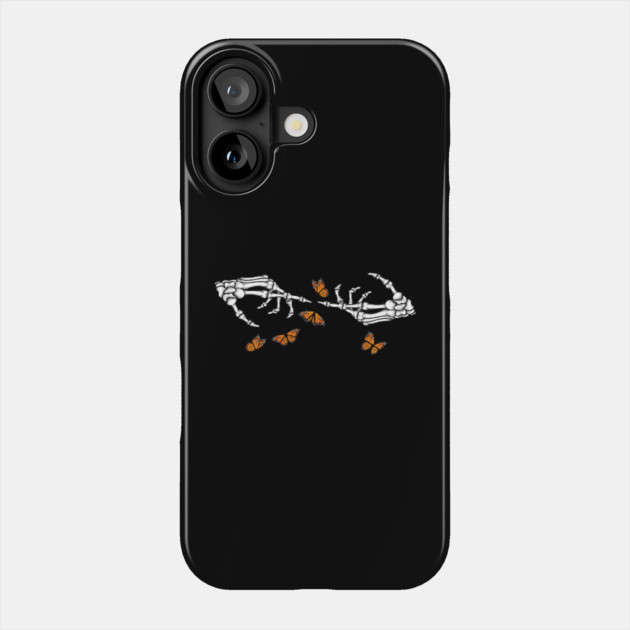 Skeleton Hands and Monarch Butterflies Phone Case by HolidayBug