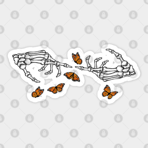 Skeleton Hands and Monarch Butterflies Sticker by HolidayBug