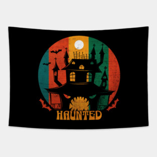 Grunge Haunted House Halloween Tapestry