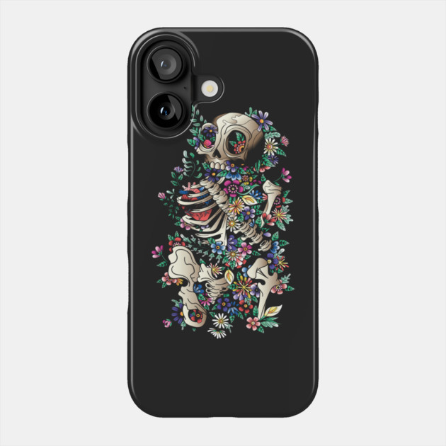 Skeleton and Flowers Phone Case by HolidayBug