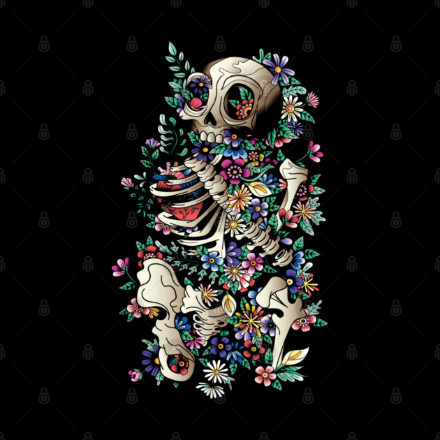 Skeleton and Flowers by HolidayBug