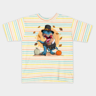 T-Rex Thanksgiving Pilgrim Kids T-Shirt