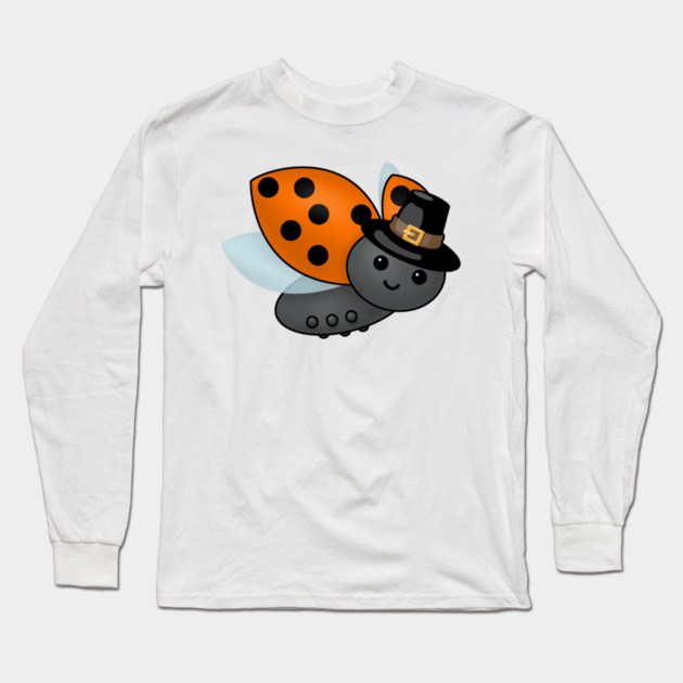 Thanksgiving Ladybug Pilgrim Long Sleeve T-Shirt by HolidayBug