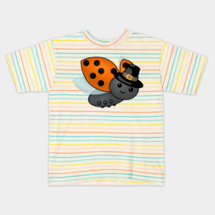 Thanksgiving Ladybug Pilgrim Kids T-Shirt