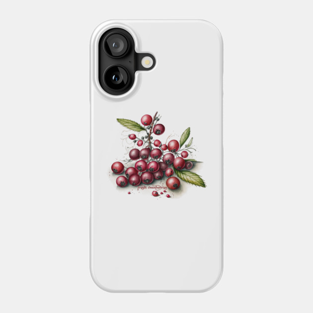 Botanical Fresh Cranberries Phone Case by HolidayBug