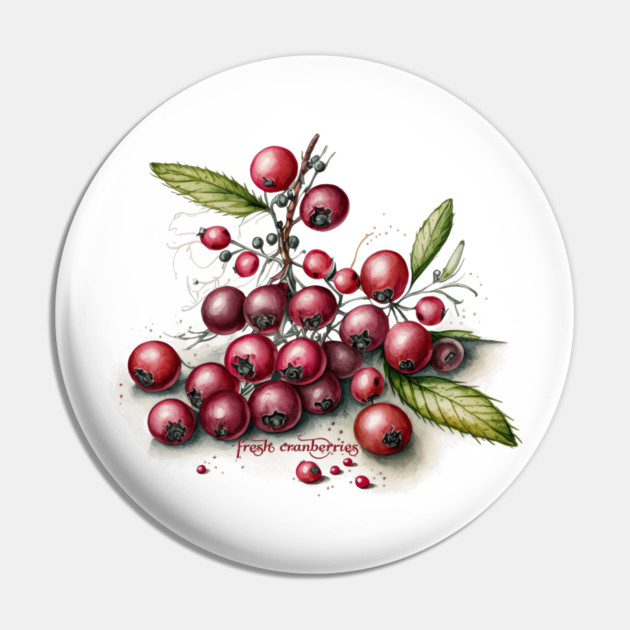 Botanical Fresh Cranberries Pin by HolidayBug