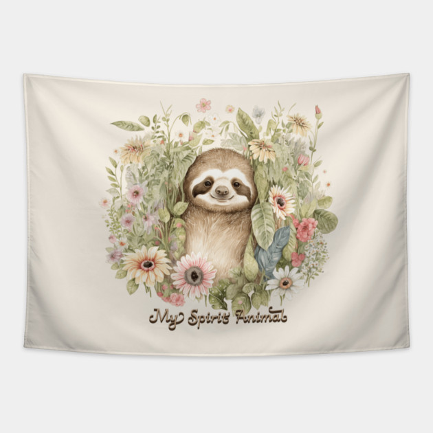 Sloth is My Spirit Animal Tapestry by HolidayBug