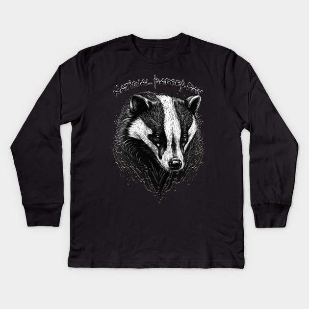 National Badger Day Kids Long Sleeve T-Shirt by HolidayBug