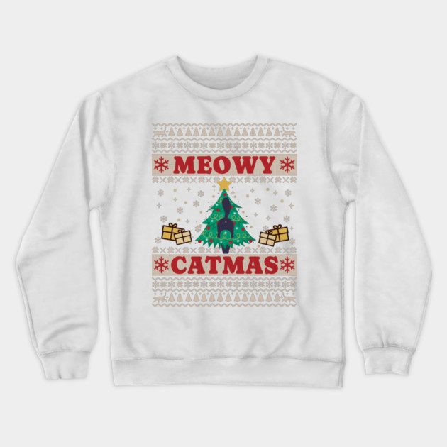 Ugly Sweater Cat in Tree Crewneck Sweatshirt by HolidayBug