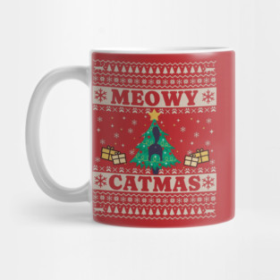 Ugly Sweater Cat in Tree Mug
