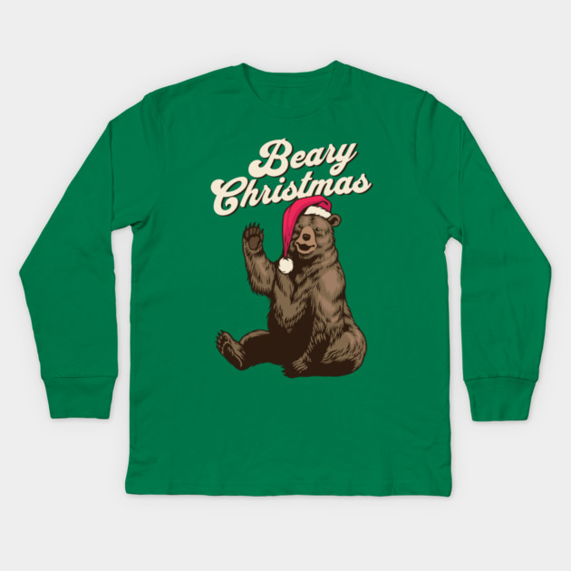 Bear Christmas, Grizzly Bear Kids Long Sleeve T-Shirt by HolidayBug