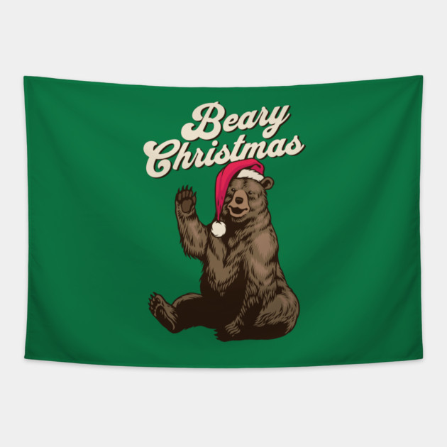 Bear Christmas, Grizzly Bear Tapestry by HolidayBug