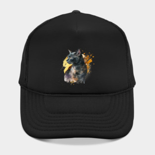 Watercolor Black Cat Hat