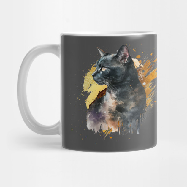 Watercolor Black Cat by HolidayBug