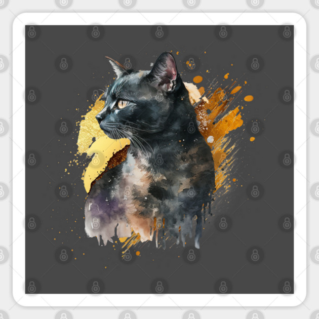 Watercolor Black Cat Sticker by HolidayBug