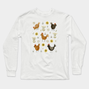 Chicken Floral Long Sleeve T-Shirt