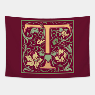 William Morris Vintage Letter T Tapestry