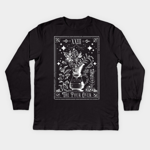 The Pour Over Coffee Tarot Card Kids Long Sleeve T-Shirt by H. R. Sinclair