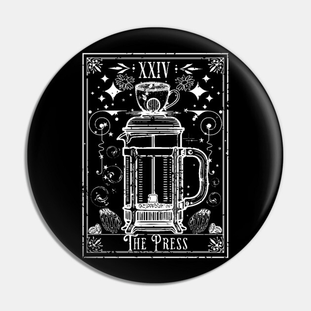 The French Press Coffee Tarot Card Pin by H. R. Sinclair