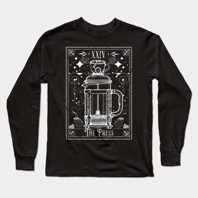 The French Press Coffee Tarot Card Long Sleeve T-Shirt by H. R. Sinclair