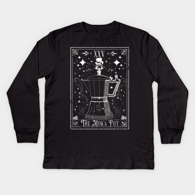 The Moka Pot Coffee Tarot Card Kids Long Sleeve T-Shirt by H. R. Sinclair