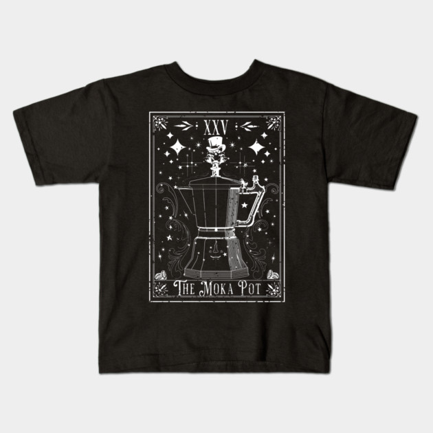 The Moka Pot Coffee Tarot Card Kids T-Shirt by H. R. Sinclair
