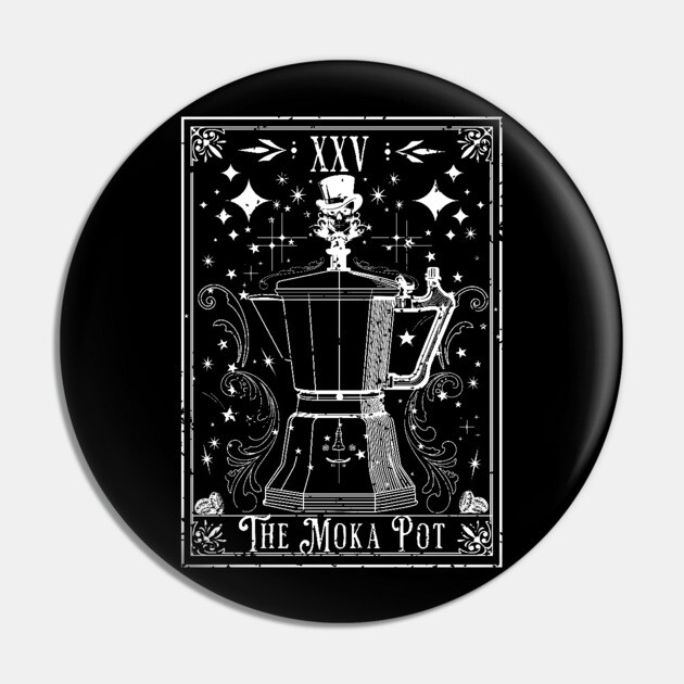 The Moka Pot Coffee Tarot Card Pin by H. R. Sinclair
