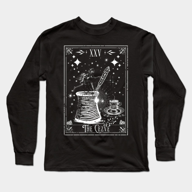 The Cezve Turkish Coffee Tarot Card Long Sleeve T-Shirt by H. R. Sinclair
