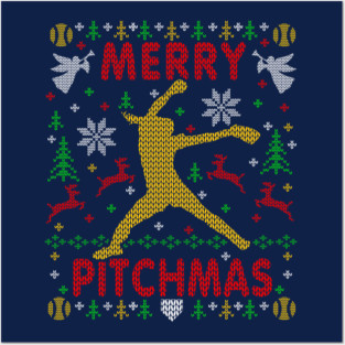 Fastpitch Pitcher Softball Ugly Christmas Sweater Party Posters and Art
