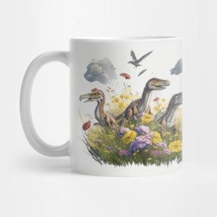 Velociraptors in a Meadow Mug