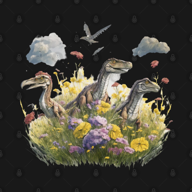 Velociraptors in a Meadow by HolidayBug