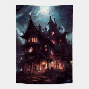 Spooky haunted house Tapestry