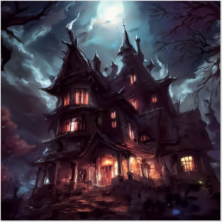 Spooky haunted house Posters and Art