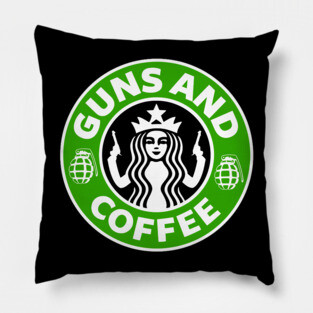 Guns and Coffee Pillow