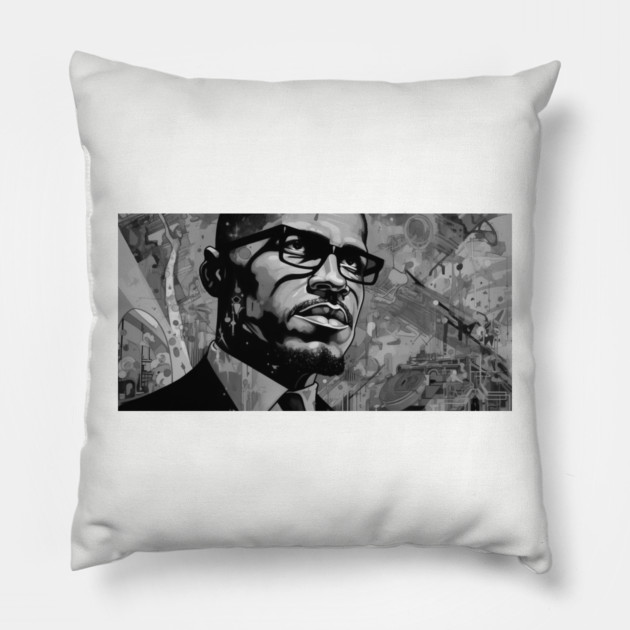 Malcolm X Art Pillow by UrbanLifeApparel